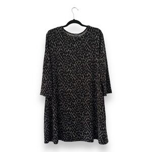 Clara Sun Woo Black and White Speckled A-Line Knit Tunic Dress Lagenlook Size 1X